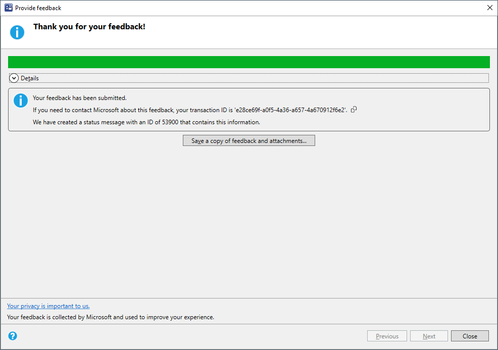 Screenshot: Abschlussseite des Assistenten